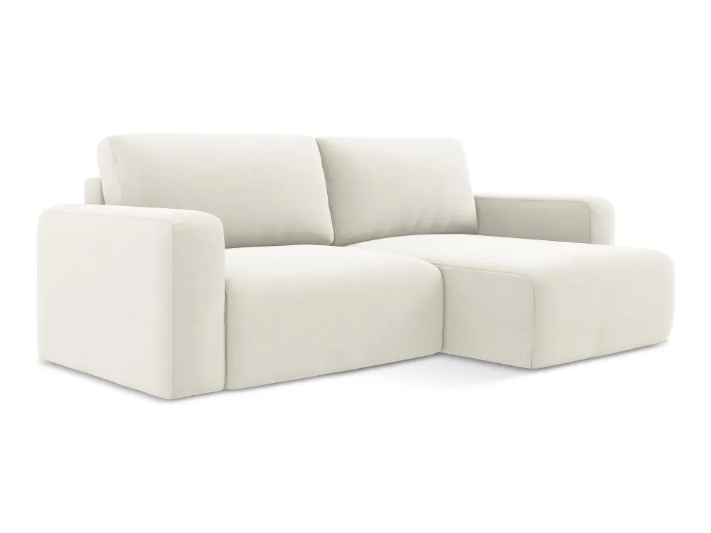 Sofa z sametovým potahem pravostranná s funkcí spaní KONA světle béžová