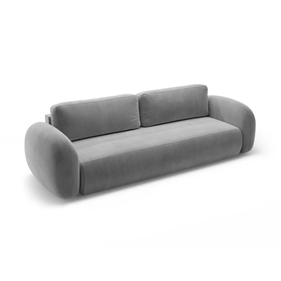 Sofa z sametovou potahovou látkou s funkcí spaní pro 3 osoby TONALE tmavě šedá