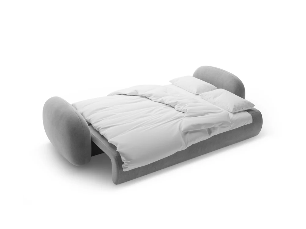 Sofa z sametovou potahovou látkou s funkcí spaní pro 3 osoby TONALE tmavě šedá