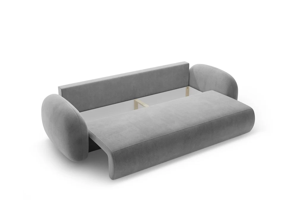 Sofa z sametovou potahovou látkou s funkcí spaní pro 3 osoby TONALE tmavě šedá