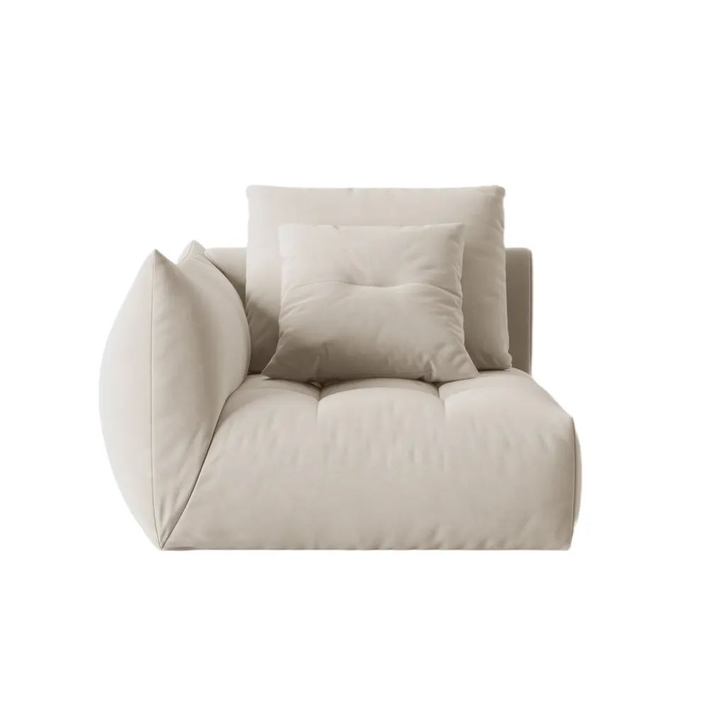 Sofabed modulární sametový BLOOM - levý prvek ecru