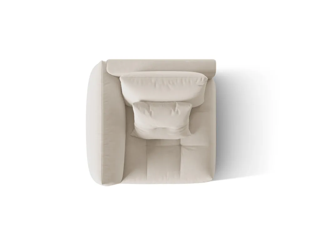 Sofabed modulární sametový BLOOM - levý prvek ecru