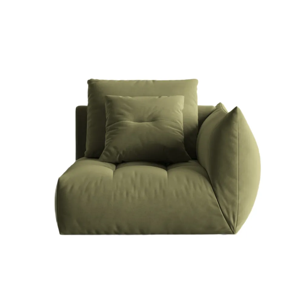 Sofabed modulární sametový BLOOM - pravý prvek zelený