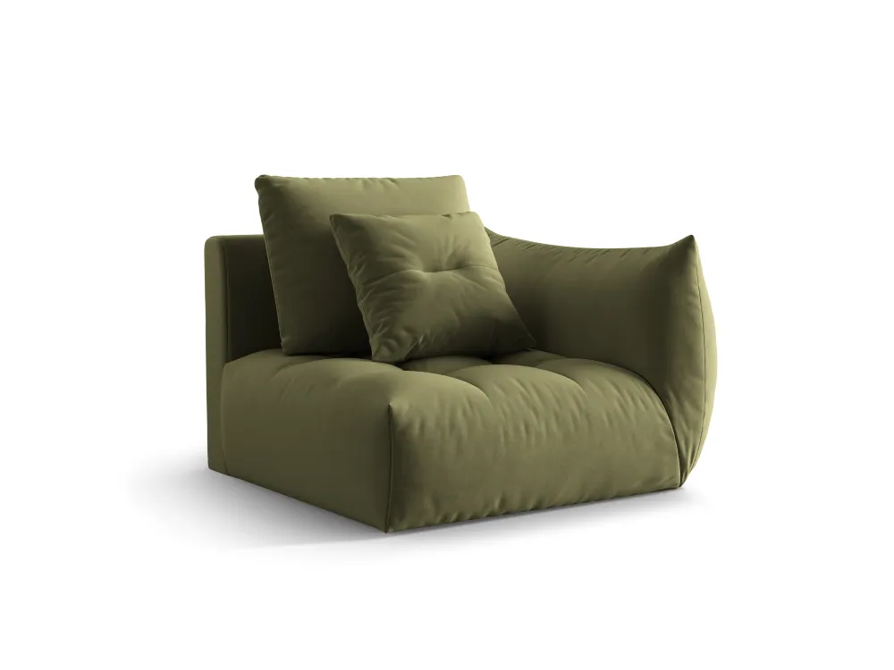Sofabed modulární sametový BLOOM - pravý prvek zelený