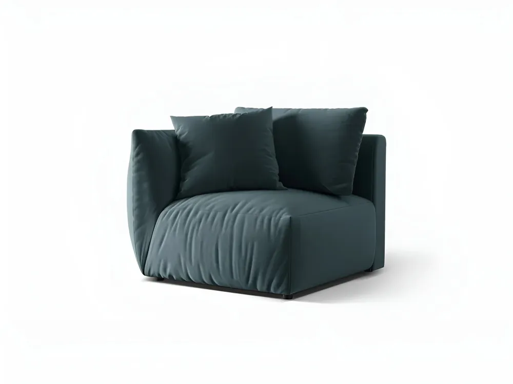 Sofabed modulární sametový CHRIS - levý prvek světle modrý