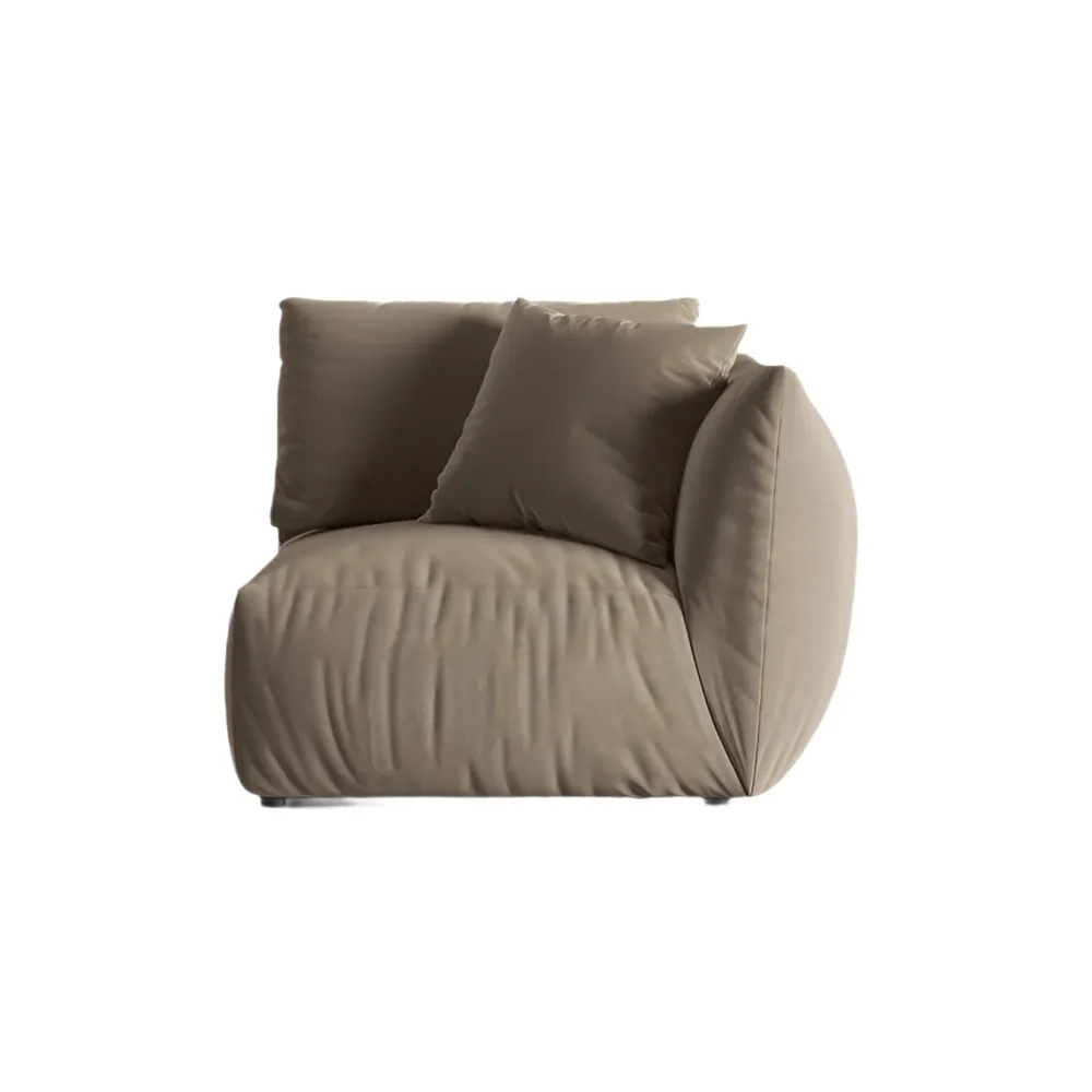 Sofabed modulární sametový CHRIS - pravý prvek světle hnědý