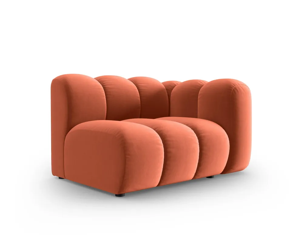 Sofabed modulární sametová pravostranná LUPINE korálová - koncový prvek