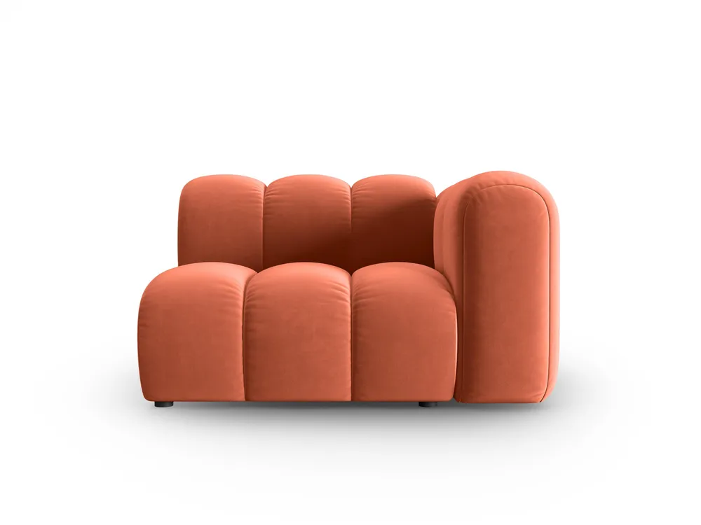 Sofabed modulární sametová pravostranná LUPINE korálová - koncový prvek