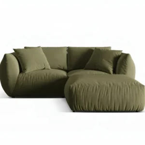 Sofabed sametový levostranný CHRIS světle zelený