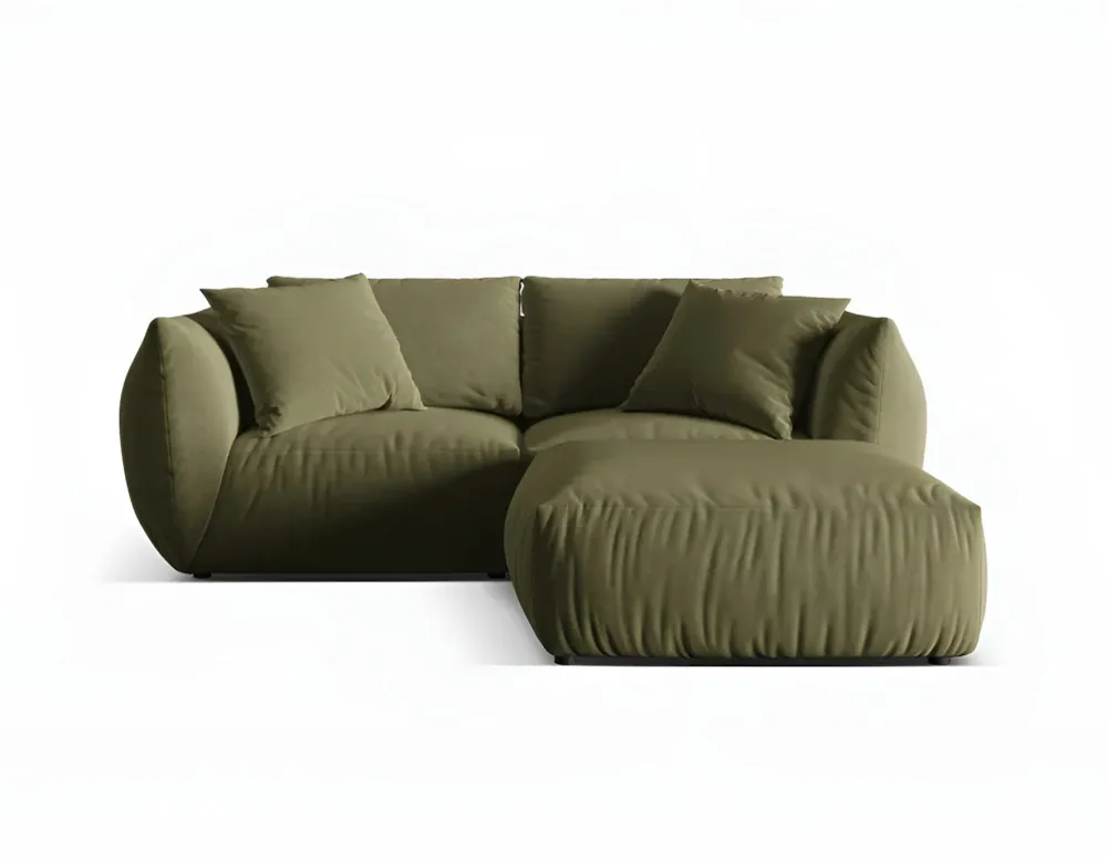 Sofabed sametový levostranný CHRIS světle zelený