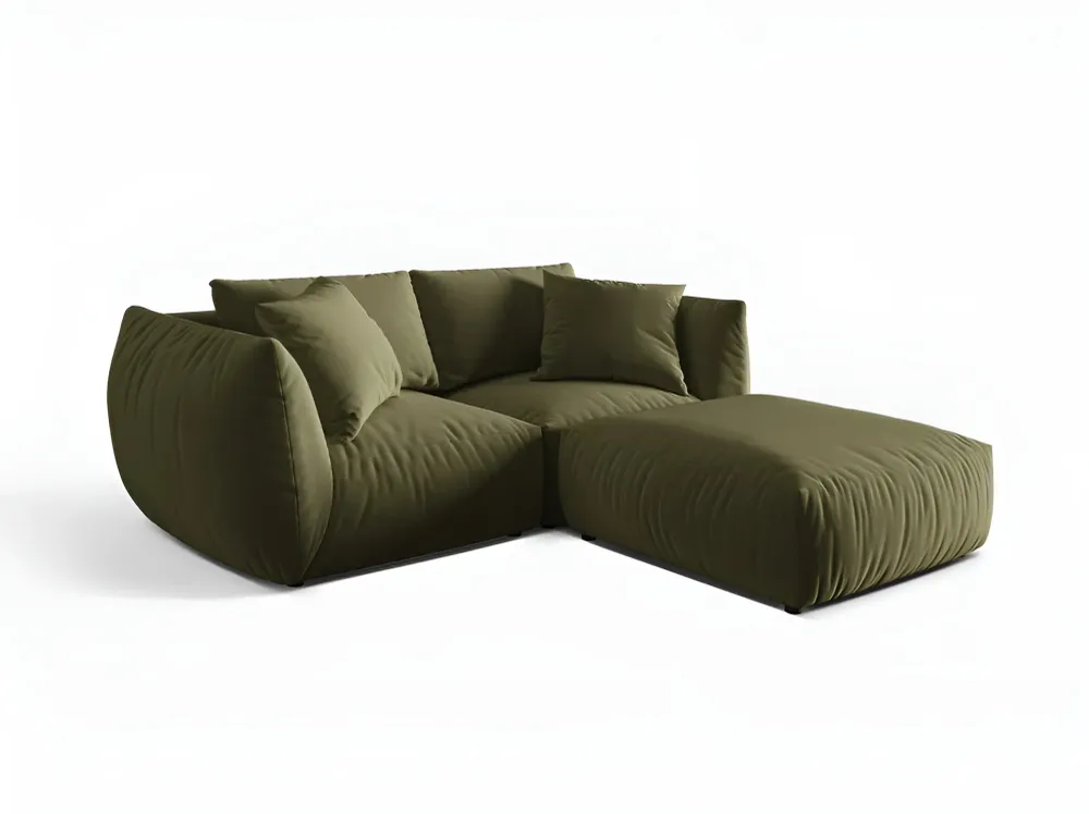 Sofabed sametový levostranný CHRIS světle zelený