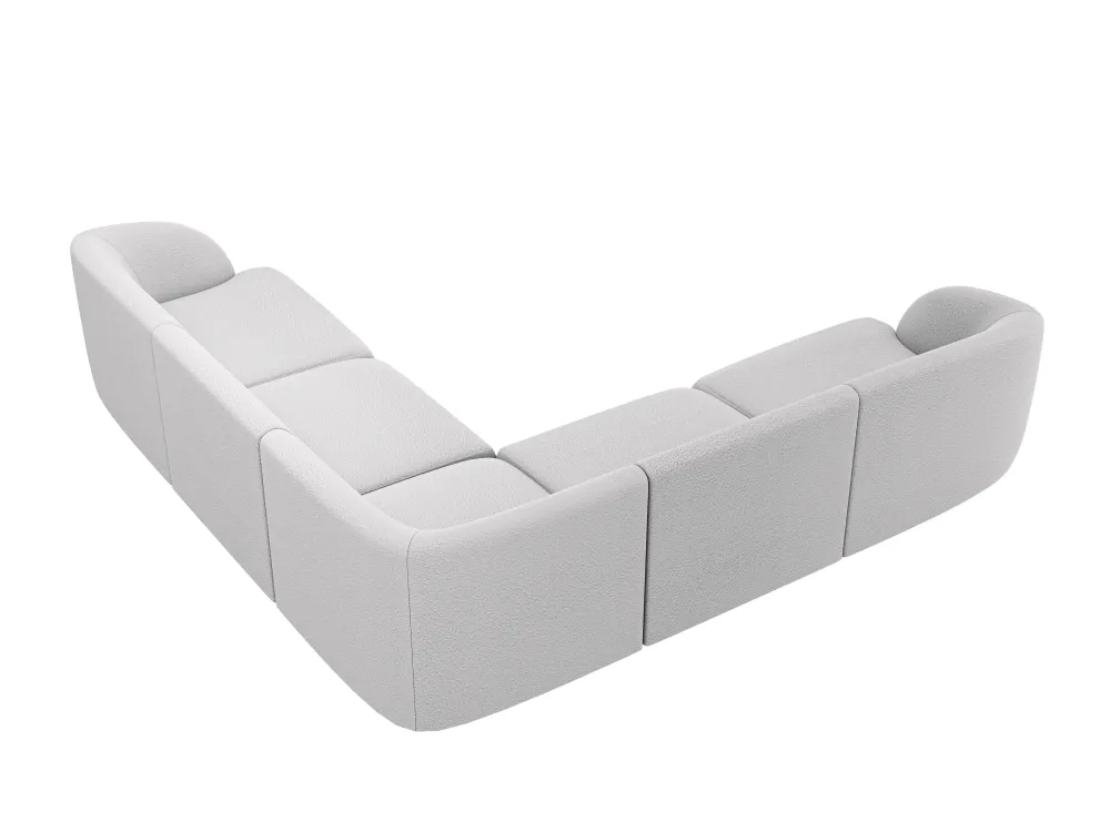 Symetrický rohový gauč pro 5 osob MILEY světle šedý boucle