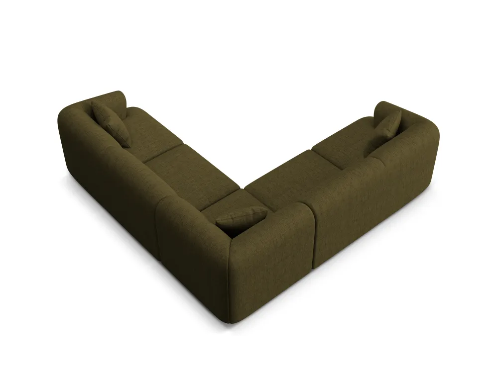 Symetrický rohový gauč pro 4 osoby CAMPI zelený šenil