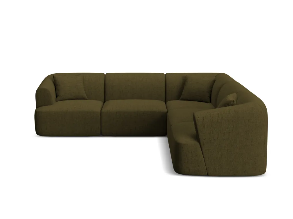 Symetrický rohový gauč pro 4 osoby CAMPI zelený šenil