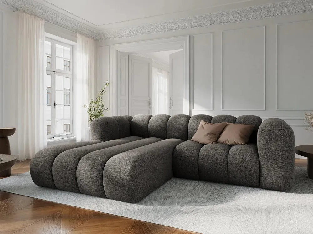 Šedý szenilový pravostranný rohový gauč pro 3 osoby LUPINE