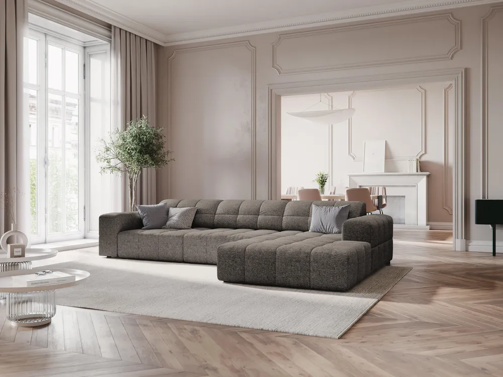 Šedý szenilový rohový gauč pro 4 osoby CHICAGO