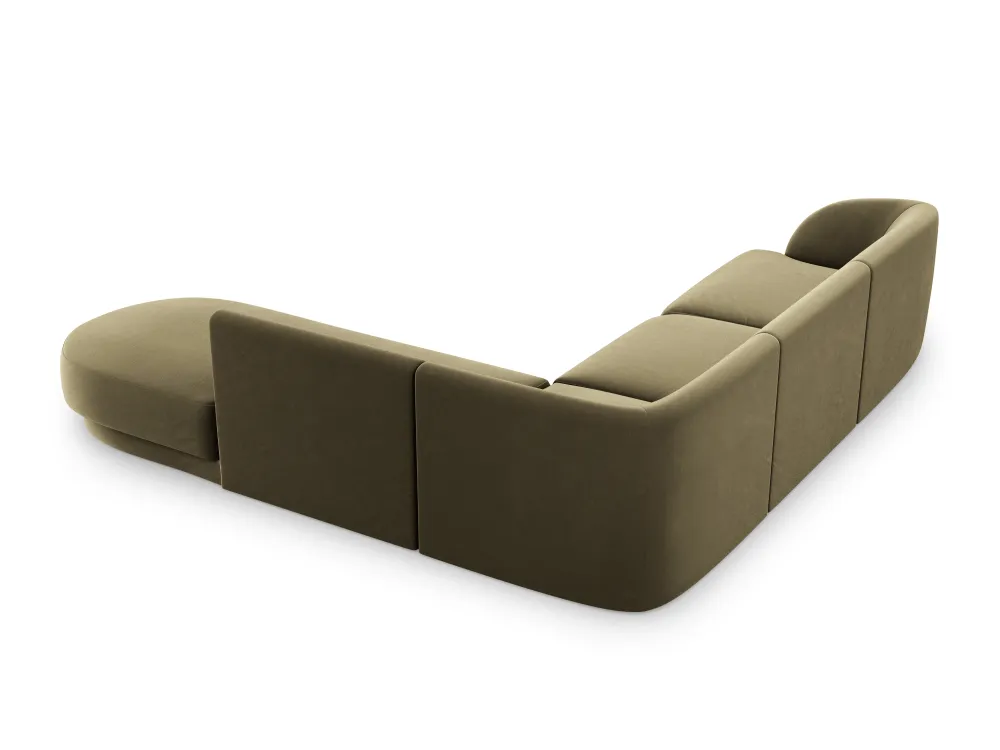 Zelený sametový rohový gauč pro 6 osob pravý MILEY