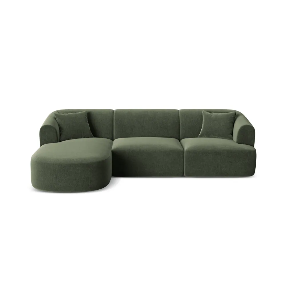 Zelený sametový rohový gauč pro 4 osoby CAMPI