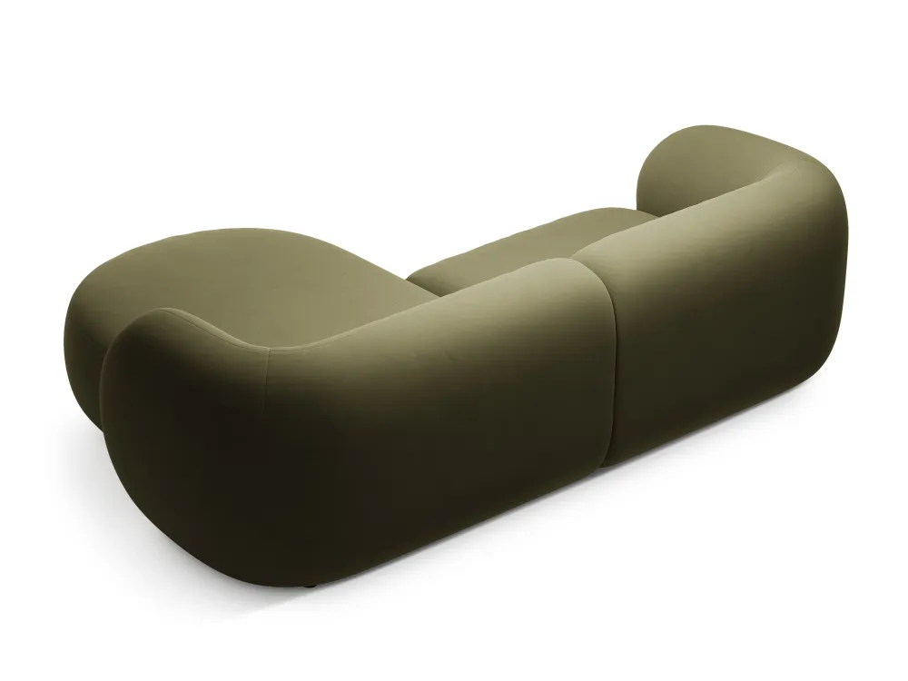 Zelený sametový rohový gauč pro 2 osoby KATE