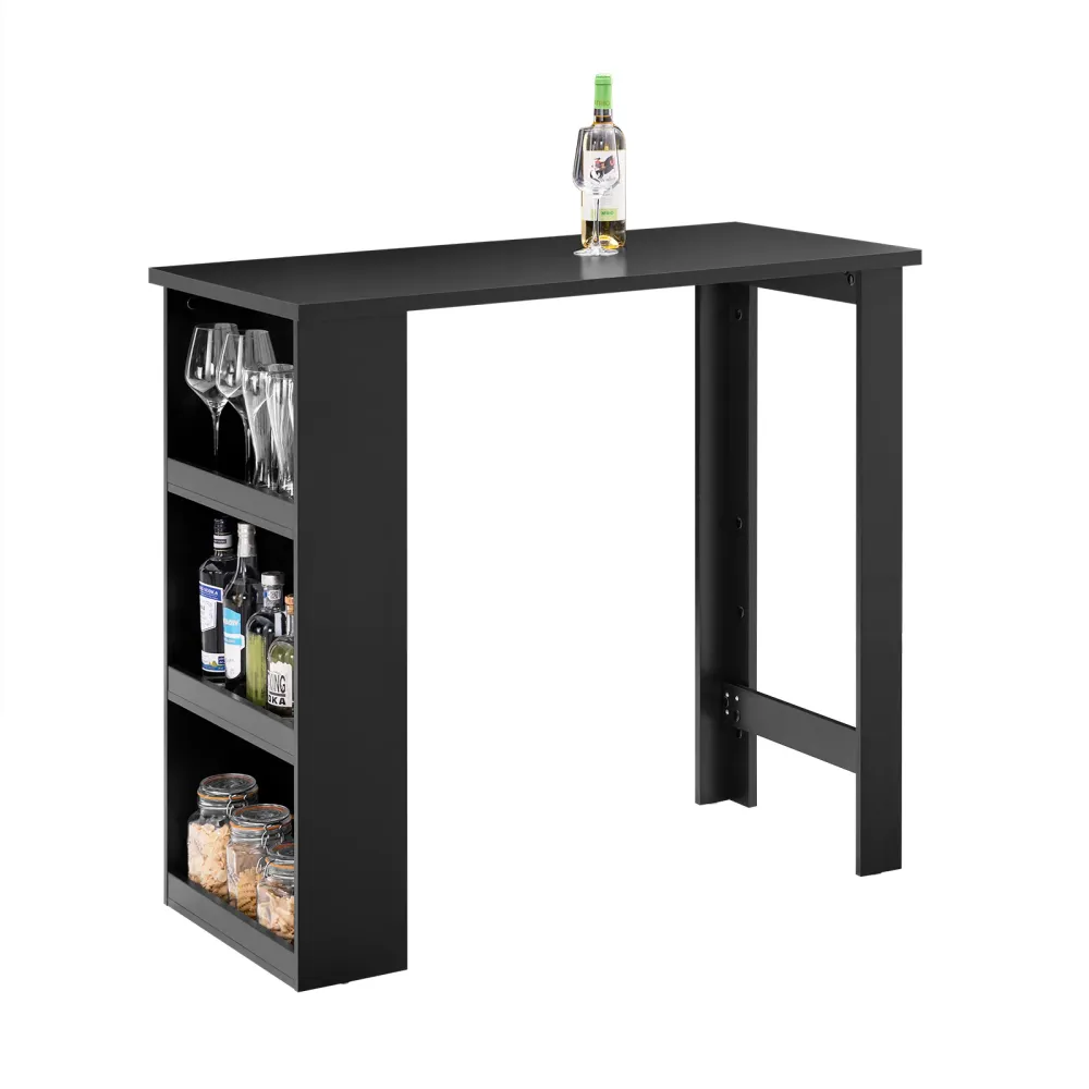 SoBuy FWT17-II-SCH Kuchyňský barový stůl se 3 policemi, vysoký stůl pro malé prostory, 112 x 106 x 57 cm